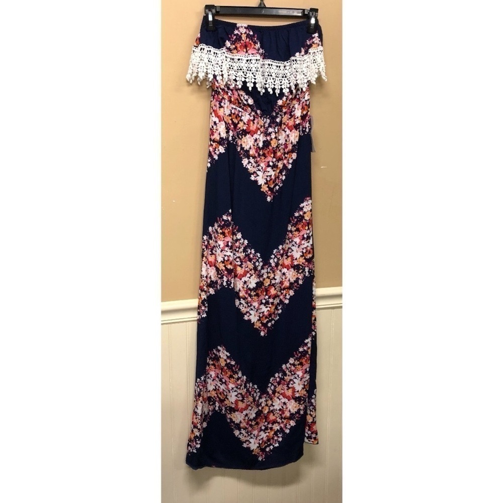 Trixxi Tropical Strapless Floral Maxi Sleeveless Dress Size Small NWT